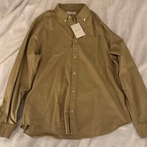 Everlane Men’s Button-Down Shirt – Khaki Tan, Long Sleeve, XL (New With Tags)